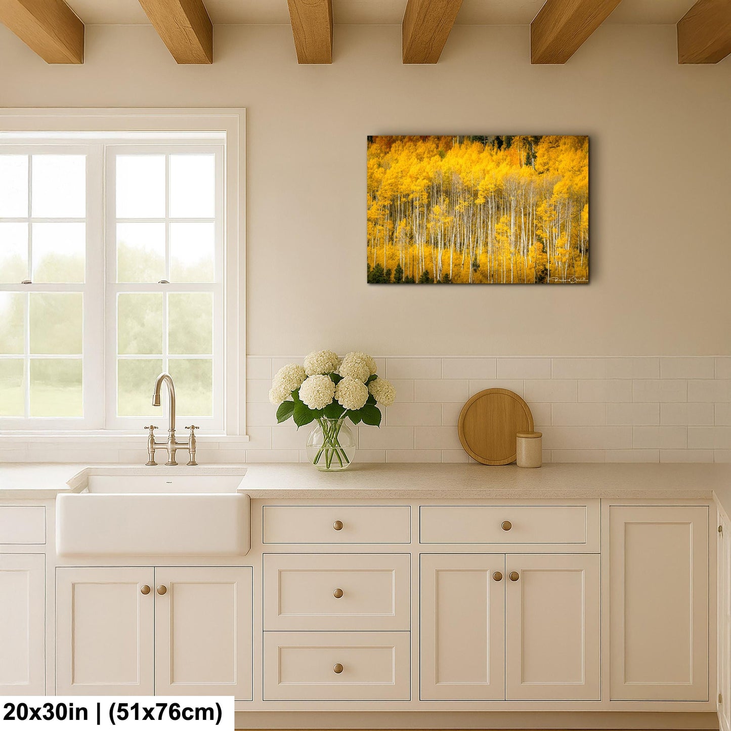 Colorado Aspen Tree Print - Rustic Autumn Mountain Wall Art With Golden Leaves