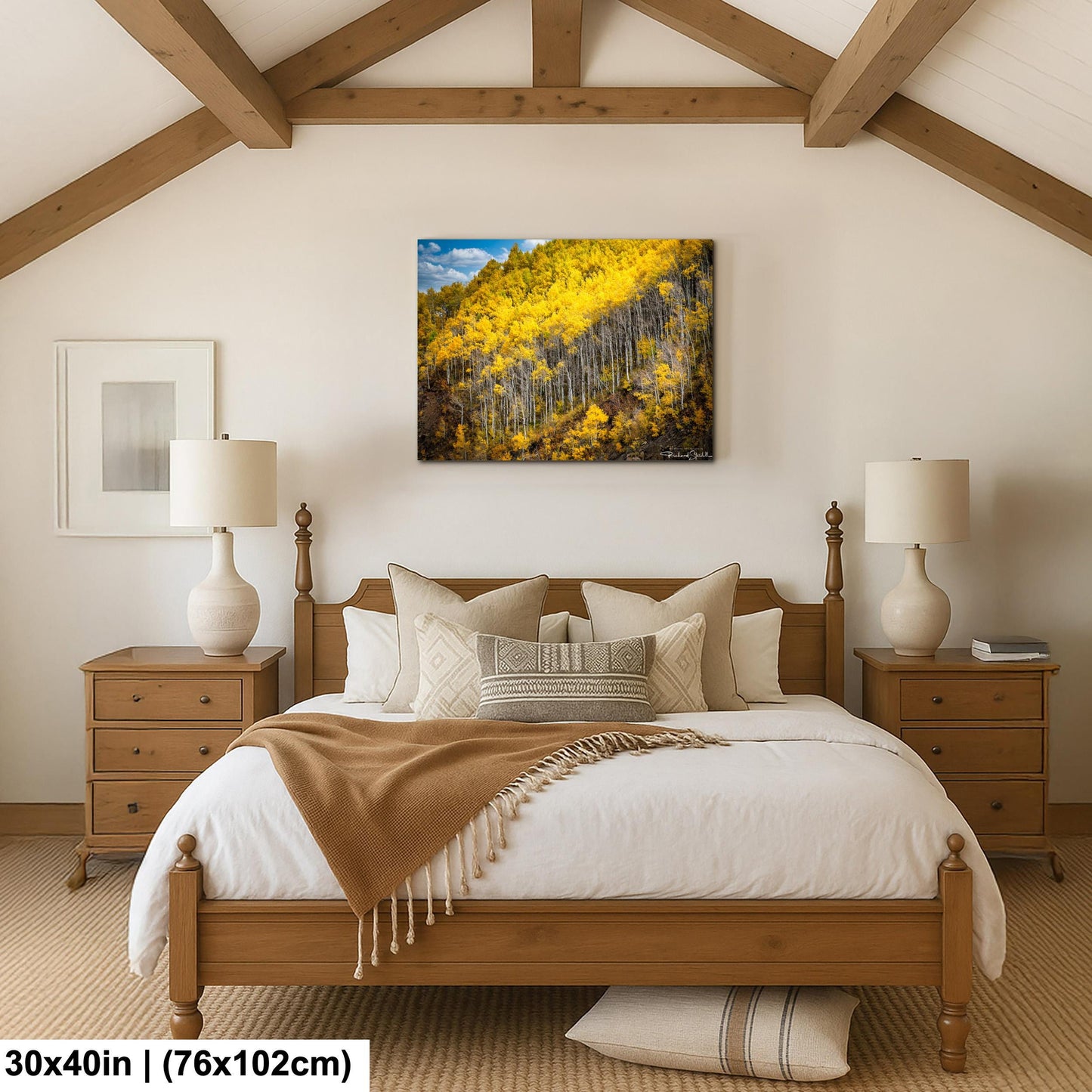 Colorado Aspen Tree Print - Rustic Autumn Mountain Wall Art With Golden Leaves