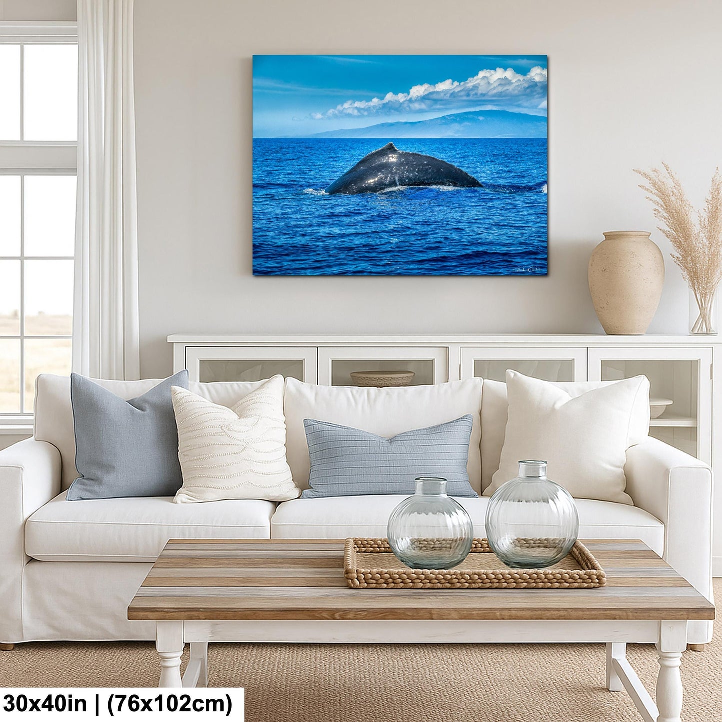 Humpback Whale Wall Art, Ocean Animal Print (Canvas, Metal, or Acrylic)