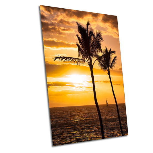 Maui Sunset Wall Art – Tropical Wall Decor | Hawaii Metal Print, Beach Scene Photo