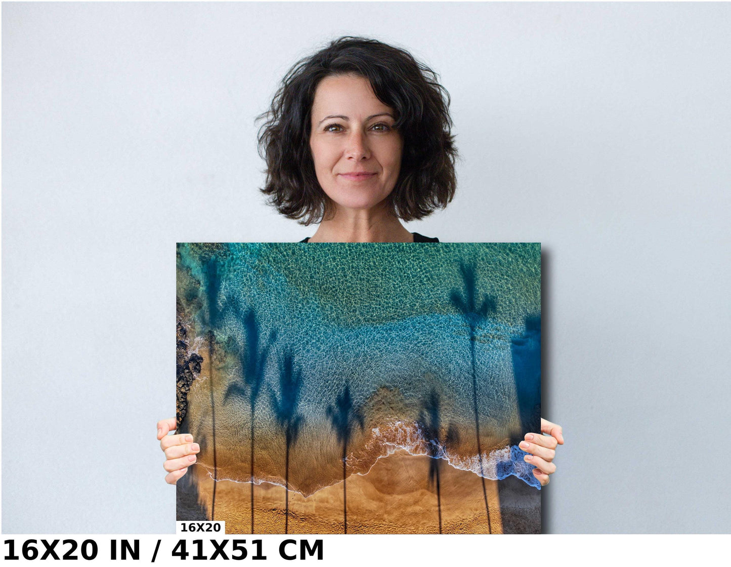 Maui Wall Art - Tropical Palm Tree Shadows Beach Photography Print | Coastal Decor