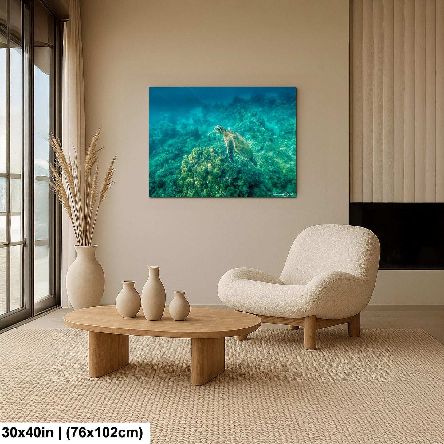 Sea Turtle Wall Art: Maui Ocean View - Tropical Coastal Decor