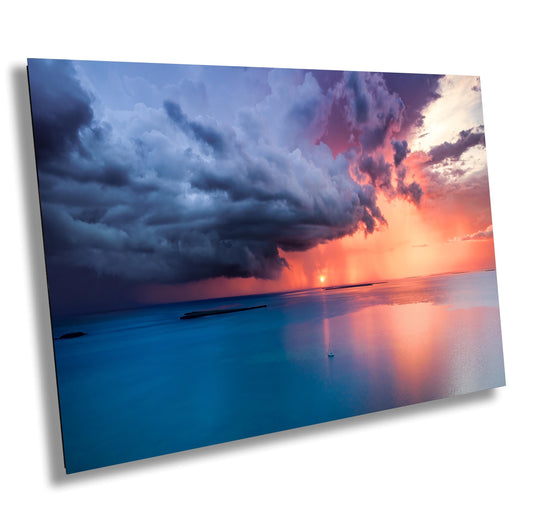 Sunset Ocean Wall Art - Tropical Seascape Art | Dramatic Sky Photo Canvas Print