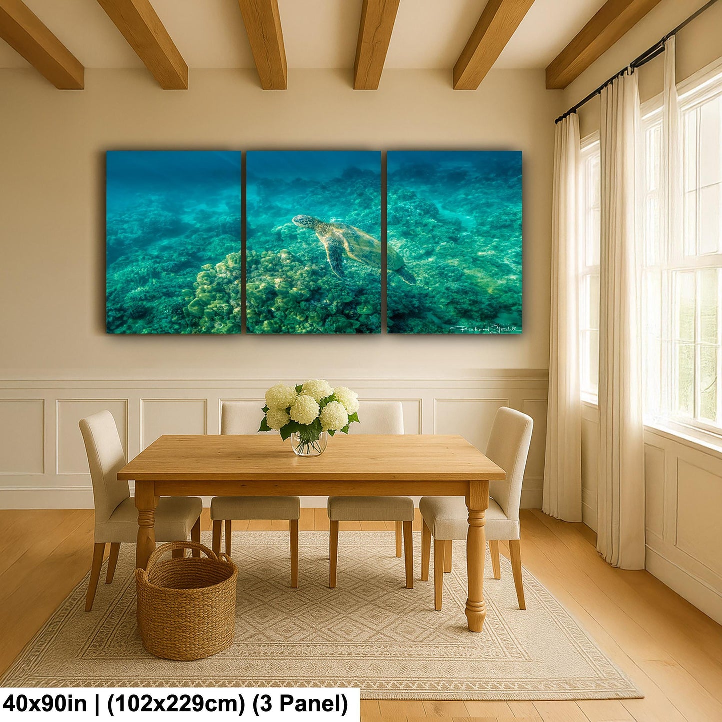 Sea Turtle Wall Art: Maui Ocean View - Tropical Coastal Decor
