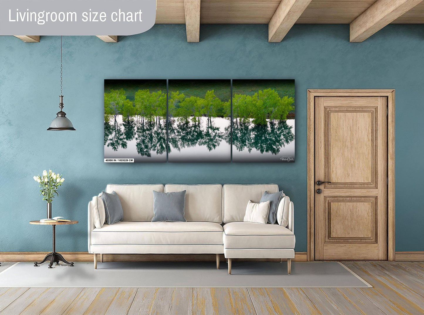 Lake Photo Wall Art – Serene Trees Lake Photograph With Tranquil Water Reflection