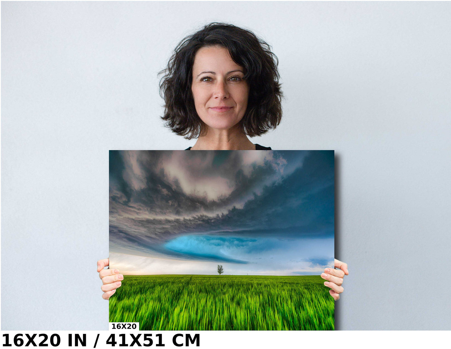 Stormy Supercell Wall Art – Dramatic Landscape Print With Lone Tree Artwork