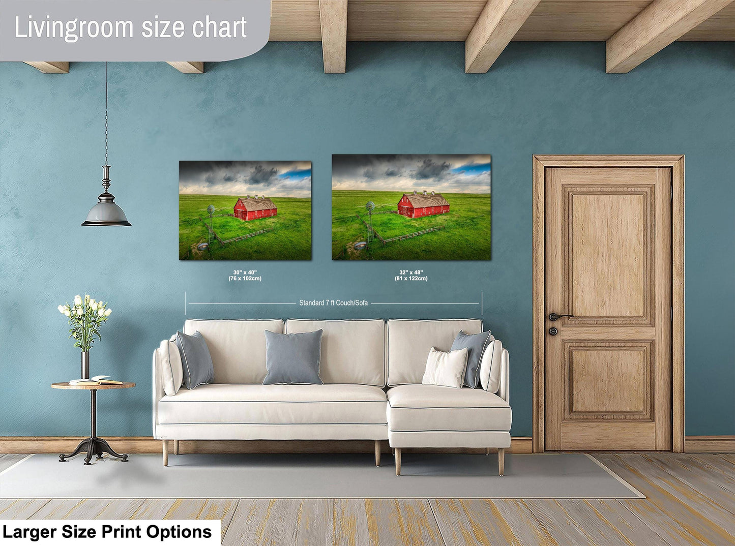 Farmhouse Wall Art – Weathered Barn Art With Stormy Sky Canvas | Rustic Wall Decor