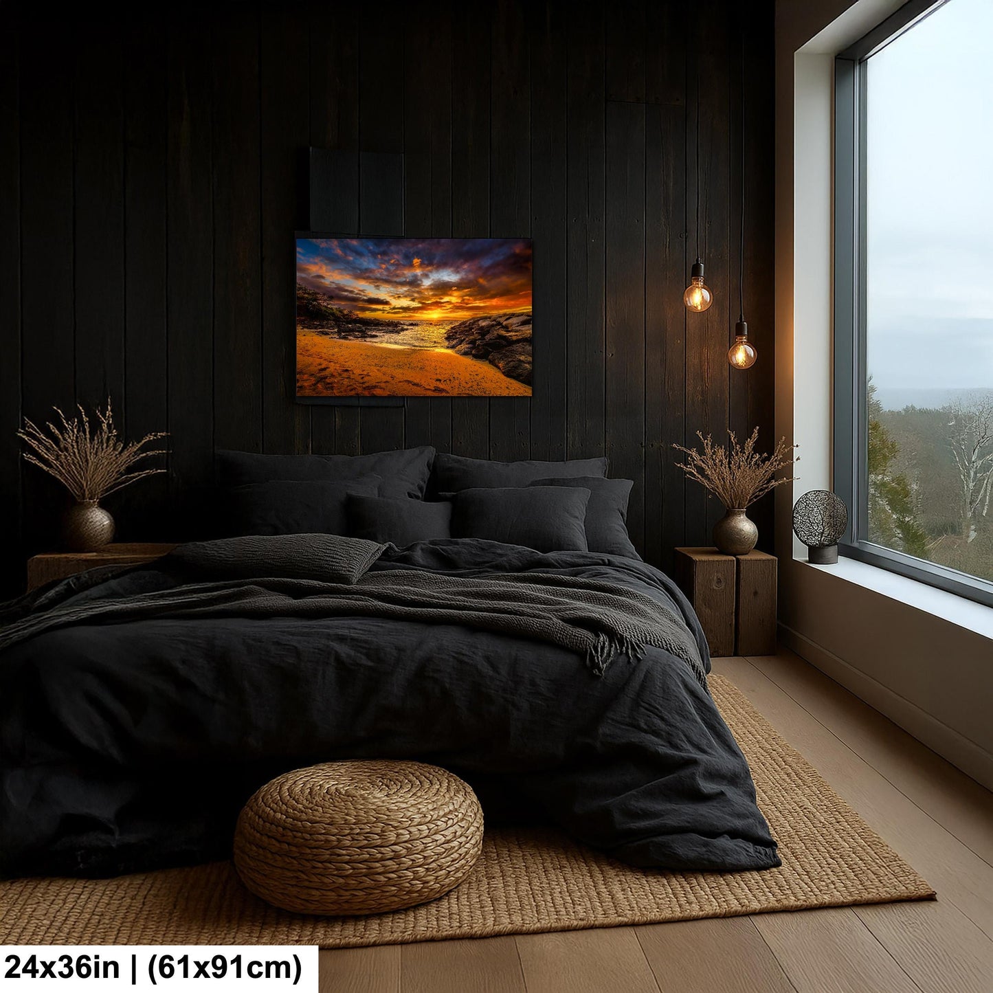 Sunset Wall Art - Maui Beach Print | Tropical Palm Artwork on Ready to Hang Canvas