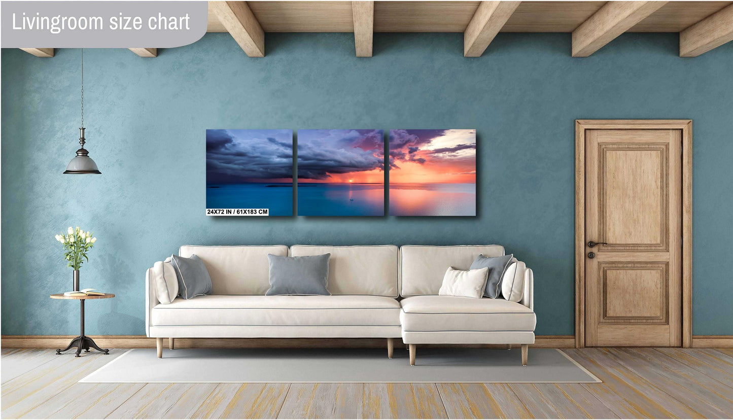 Sunset Ocean Wall Art - Tropical Seascape Art | Dramatic Sky Photo Canvas Print
