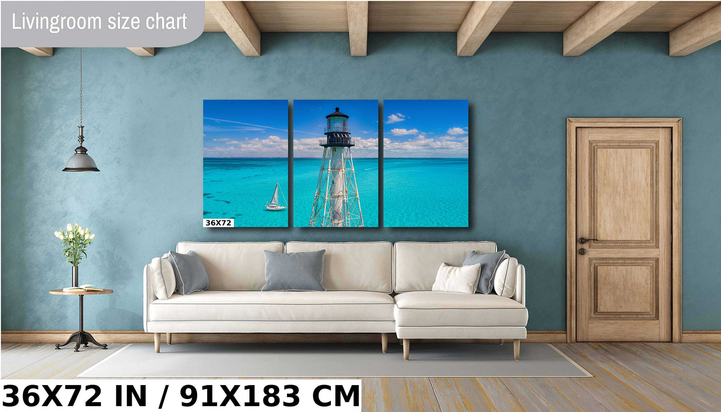 Alligator Reef Lighthouse Wall Art - Coastal Canvas Print | Nautical Home Decor