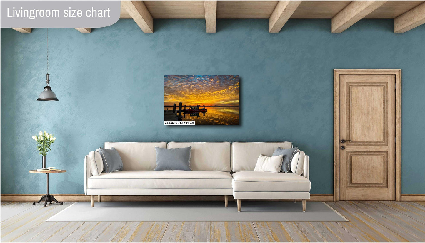 U.S. Coast Guard Wall Art – Nautical Photo Canvas | Vivid Sunrise Boat Print