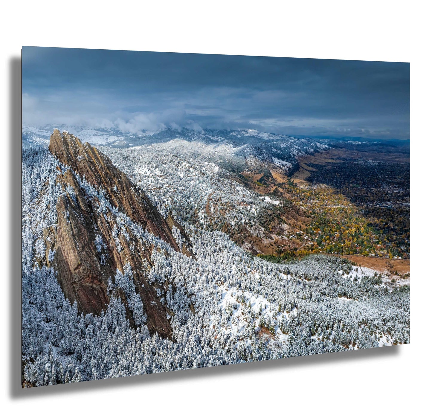 Boulder Flatirons Wall Art – Colorado Mountain Decor | Rustic Cabin Print