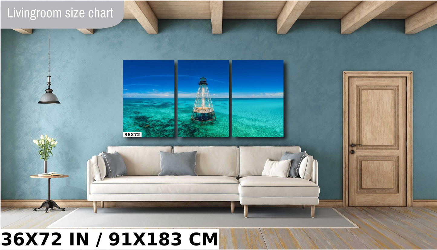 Alligator Reef Lighthouse Wall Art - Coastal Canvas Print | Nautical Home Decor