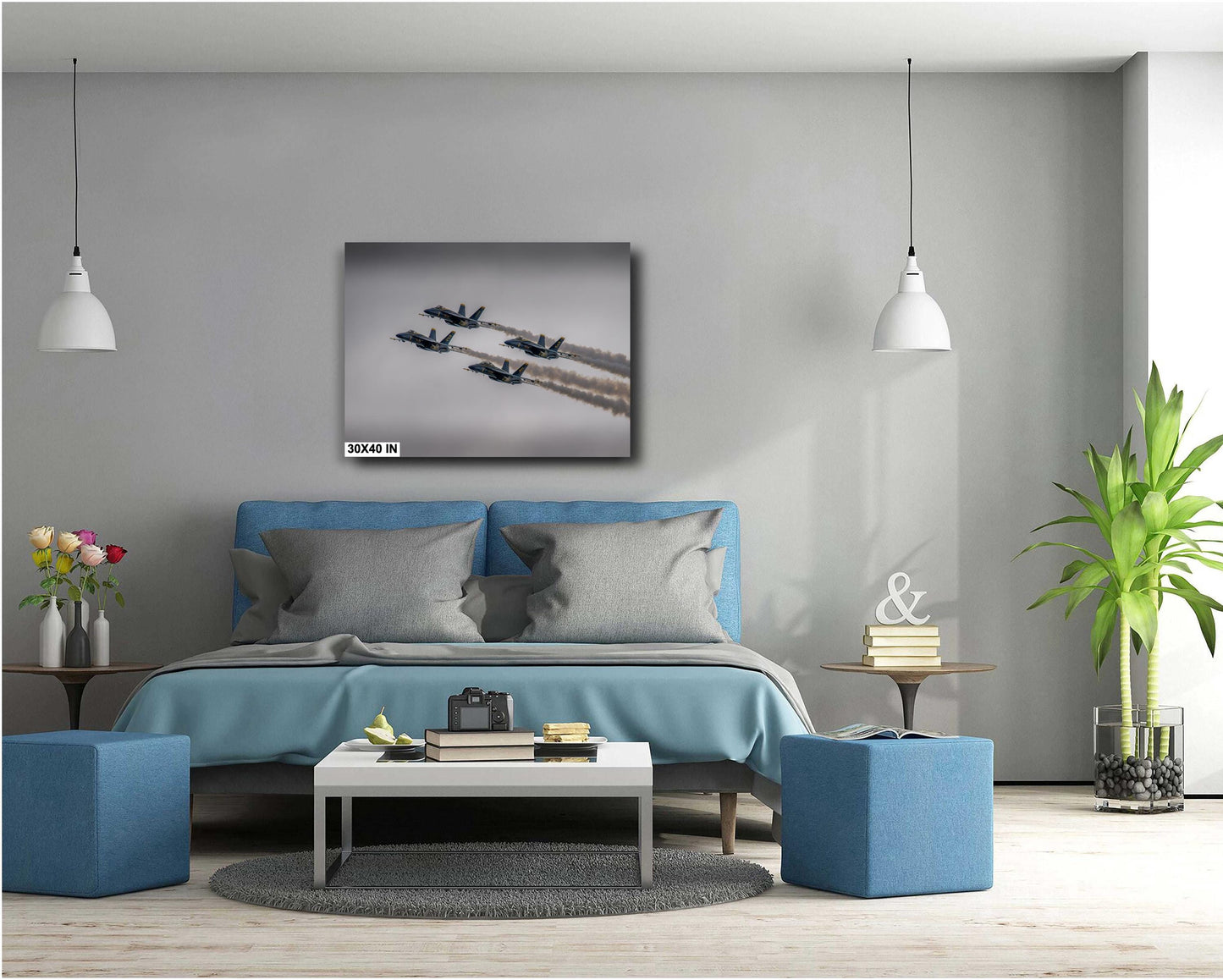 Blue Angels Print - Navy Flight Squadron Canvas Wall Art | Aviation Collector Gift